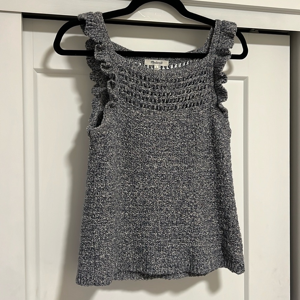 EUC Madewell Blue Ruffle Sweater Tank